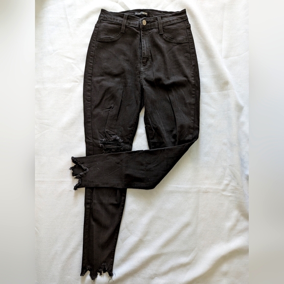 Fashion Nova Black Distressed Jeans - 7 - Picture 1 of 4